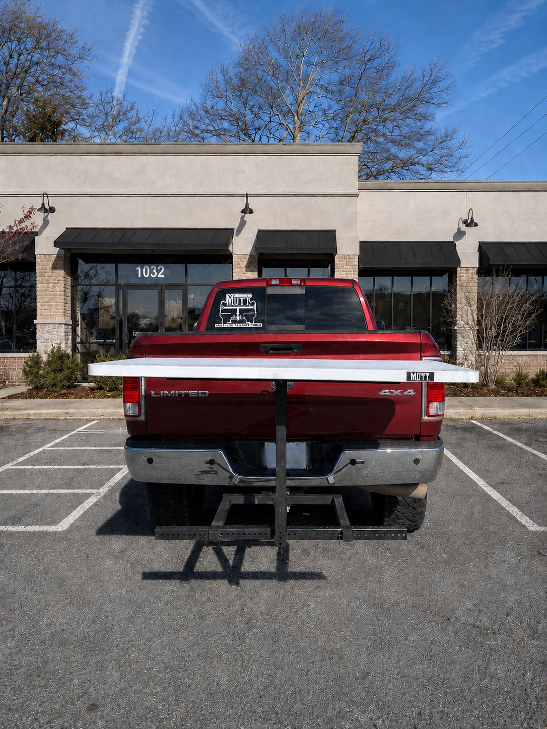 MUTT mounted to a Ram truck in a parking lot
