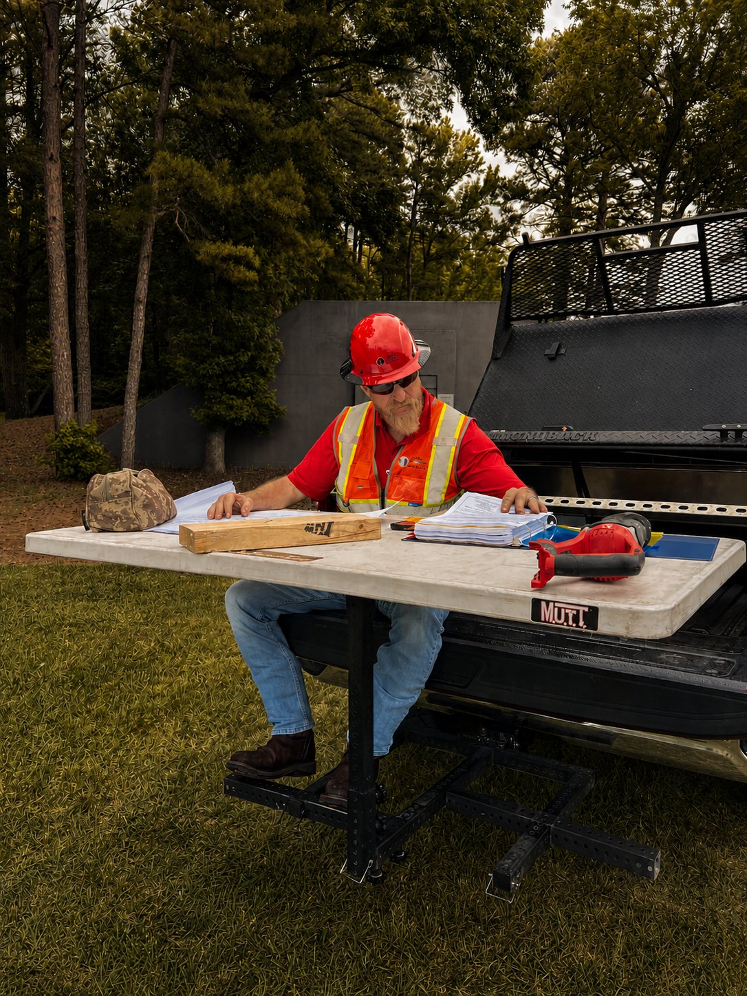 MUTT used as a jobsite plan desk
