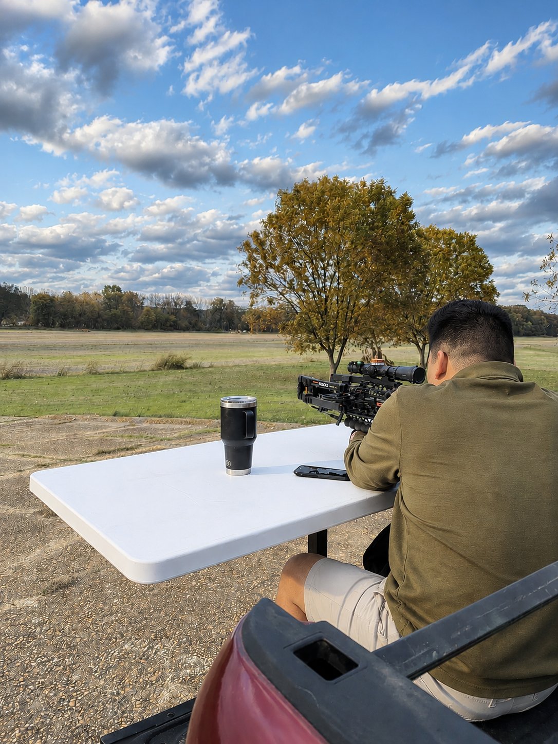 MUTT set up as a shooting bench in the field